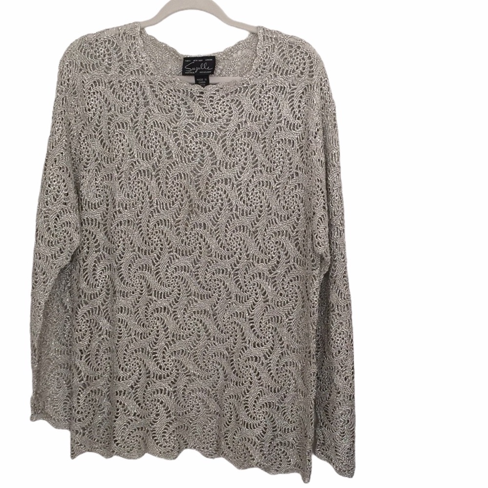 Vintage 80’s Suzelle silver shimmery knit tunic